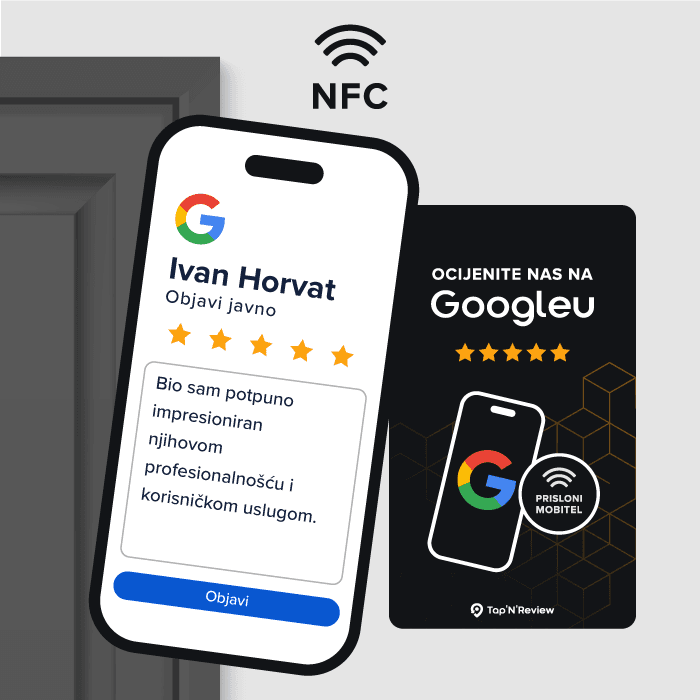 Encourage your customer to leave a review NFC plate